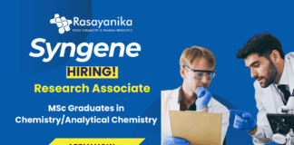 Syngene Hiring Research Associate MSc Chemistry Candidates Apply Now
