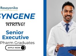Syngene Jobs For MPharm Graduates | Apply Now For The Senior Executive Role