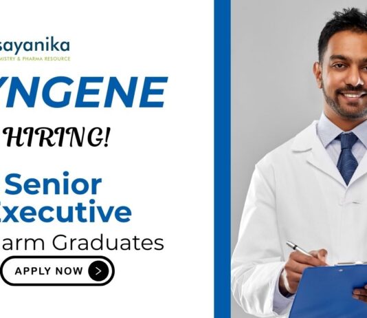 Syngene Jobs For MPharm Graduates | Apply Now For The Senior Executive Role