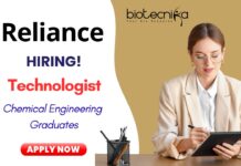 Technologist Role Vacancy at Reliance in Mumbai | Chemical Engineering Graduates Apply