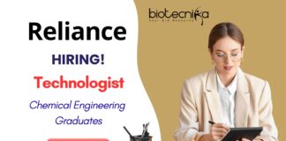 Technologist Role Vacancy at Reliance in Mumbai | Chemical Engineering Graduates Apply