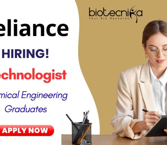 Technologist Role Vacancy at Reliance in Mumbai | Chemical Engineering Graduates Apply