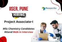Project Associate-I MSc Chemistry Candidates Attend Walk-in Interview IISER, Pune