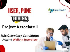 Project Associate-I MSc Chemistry Candidates Attend Walk-in Interview IISER, Pune