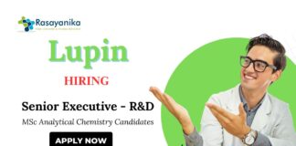 Lupin Jobs for MSc Analytical Chemistry Graduates | Apply Now for the Senior Executive Role