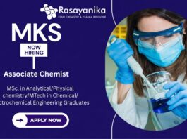Associate Chemist Electrochemistry R&D Job, Freshers Chemistry Job at MKS