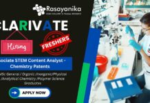 Associate STEM Content Analyst – Chemistry Patents at Clarivate, Chennai ,Freshers job