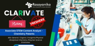 Associate STEM Content Analyst – Chemistry Patents at Clarivate, Chennai ,Freshers job