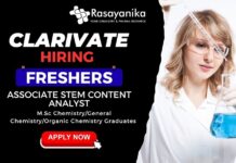 Associate STEM Content Analyst – Chemistry Role at Clarivate , Freshers Chemistry Job