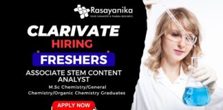 Associate STEM Content Analyst – Chemistry Role at Clarivate , Freshers Chemistry Job