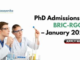 PhD Admissions at BRIC-RGCB – January 2026 - Apply Online
