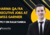Pharma QA/RA Executive Jobs at Swiss Garnier