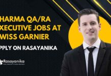 Pharma QA/RA Executive Jobs at Swiss Garnier