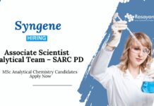Research Associate Jobs for MSc Analytical Chemistry Graduates | Syngene Jobs