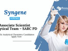 Research Associate Jobs for MSc Analytical Chemistry Graduates | Syngene Jobs