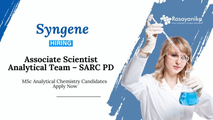 Research Associate Jobs for MSc Analytical Chemistry Graduates | Syngene Jobs