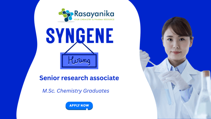 Senior Research Associate Job at Syngene - Syngene Careers