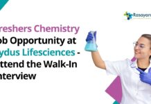 Chemistry Jobs at Zydus  Lifesciences | Jobs for BSc Chemistry Freshers