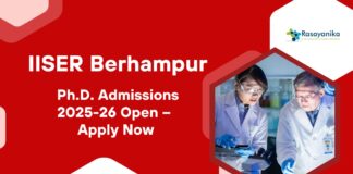 Chemistry Research Fellowship at IISER Berhampur | PhD Admissions 2025-26