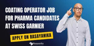 Coating Operator Job For Pharma Candidates