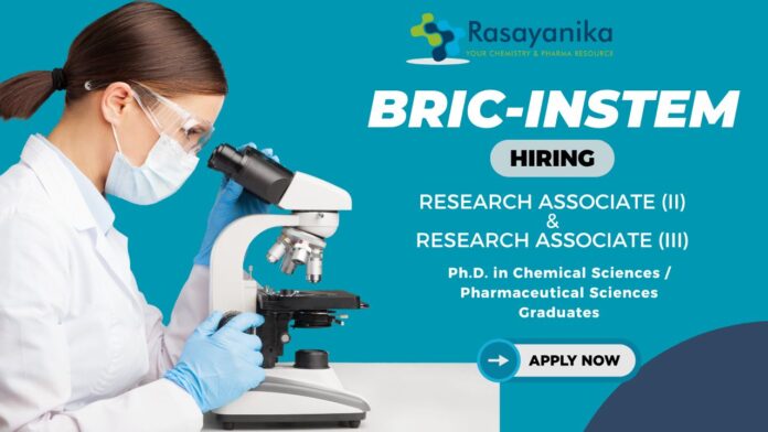 Research Associate Jobs Bangalore .Join BRIC-inStem Bangalore: Research Associate Positions Open in Cutting-Edge Drug Delivery & Stem Cell Science
