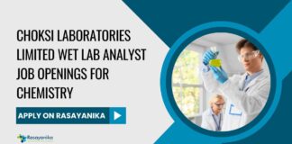 Wet Lab Analyst Jobs at Choksi Laboratories Limited