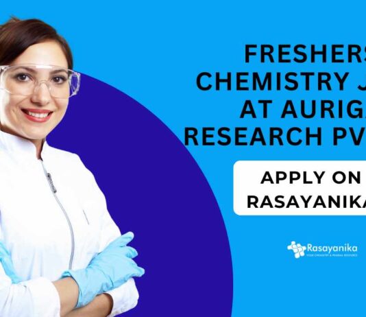 Freshers Chemistry Jobs at Auriga Research Pvt Ltd
