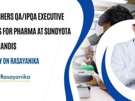 Freshers QA/IPQA Executive Jobs For Pharma at Sundyota Numandis, Apply on Rasayanika
