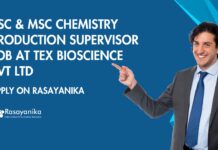 BSc & MSc Chemistry Production Supervisor Job