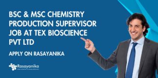 BSc & MSc Chemistry Production Supervisor Job