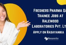 Freshers Pharma QA Trainee Jobs at Halewood