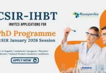 PhD Admissions 2026 | Chemistry Research Fellowship at CSIR IHBT 