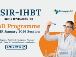 PhD Admissions 2026 | Chemistry Research Fellowship at CSIR IHBT 