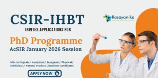 PhD Admissions 2026 | Chemistry Research Fellowship at CSIR IHBT 