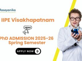 Chemistry PhD Fellowship 2025 | Apply for Research Fellowship at IIPE Visakhapatnam