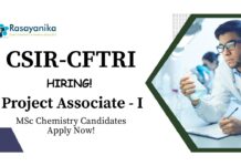 CFTRI Recruitment 2025 | MSc Chemistry Candidates Apply for Project Associate Role