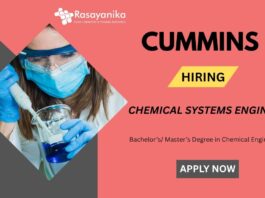 Chemical Engineering Career: Cummins is Hiring a Chemical Systems Engineer in Pune, India - Bachelor’s/ Master’s Graduates Can Apply Now