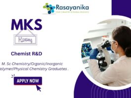 Chemist R&D Job, MKS Careers, Chemist Jobs India