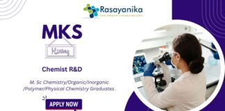 Chemist R&D Job, MKS Careers, Chemist Jobs India