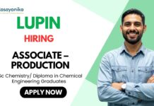 Chemistry Job – Associate Role in Product Manufacturing at Lupin