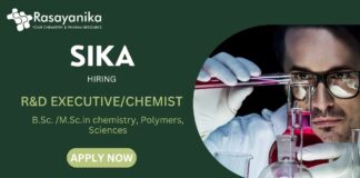 Chemistry Jobs at Sika- Apply for R&D Executive Role