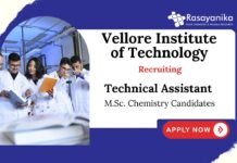 JRF Recruitment at VIT | MSc Chemistry Technical Assistant Jobs