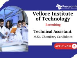 JRF Recruitment at VIT | MSc Chemistry Technical Assistant Jobs