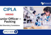 Junior Officer – Packing | Quality Assurance Job | Cipla Careers 