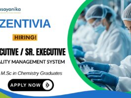 Executive Position in Quality Management System Chemistry Job at  Zentivia