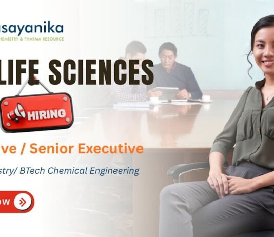 Executive or Sr. Executive Job at Sai Life Sciences Bidar, msc chemistry jobs,Chemical engineering Jobs