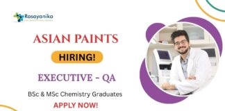 Executive–QA Job at Asian Paints BScMSc Chemistry Job in Hyderabad