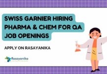 Chem & Pharma QA Jobs at Swiss Garnier
