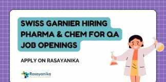 Chem & Pharma QA Jobs at Swiss Garnier