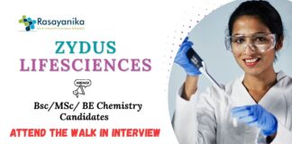 Chemistry Jobs at Zydus Lifesciences | Attend the Walk-In-Interview 